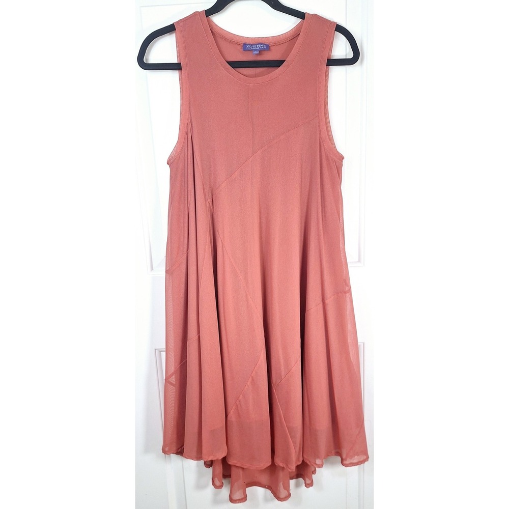 Vivienne Tam Womens‎ Terracotta Mesh Sleeveless High Low A-Line Dress Large L